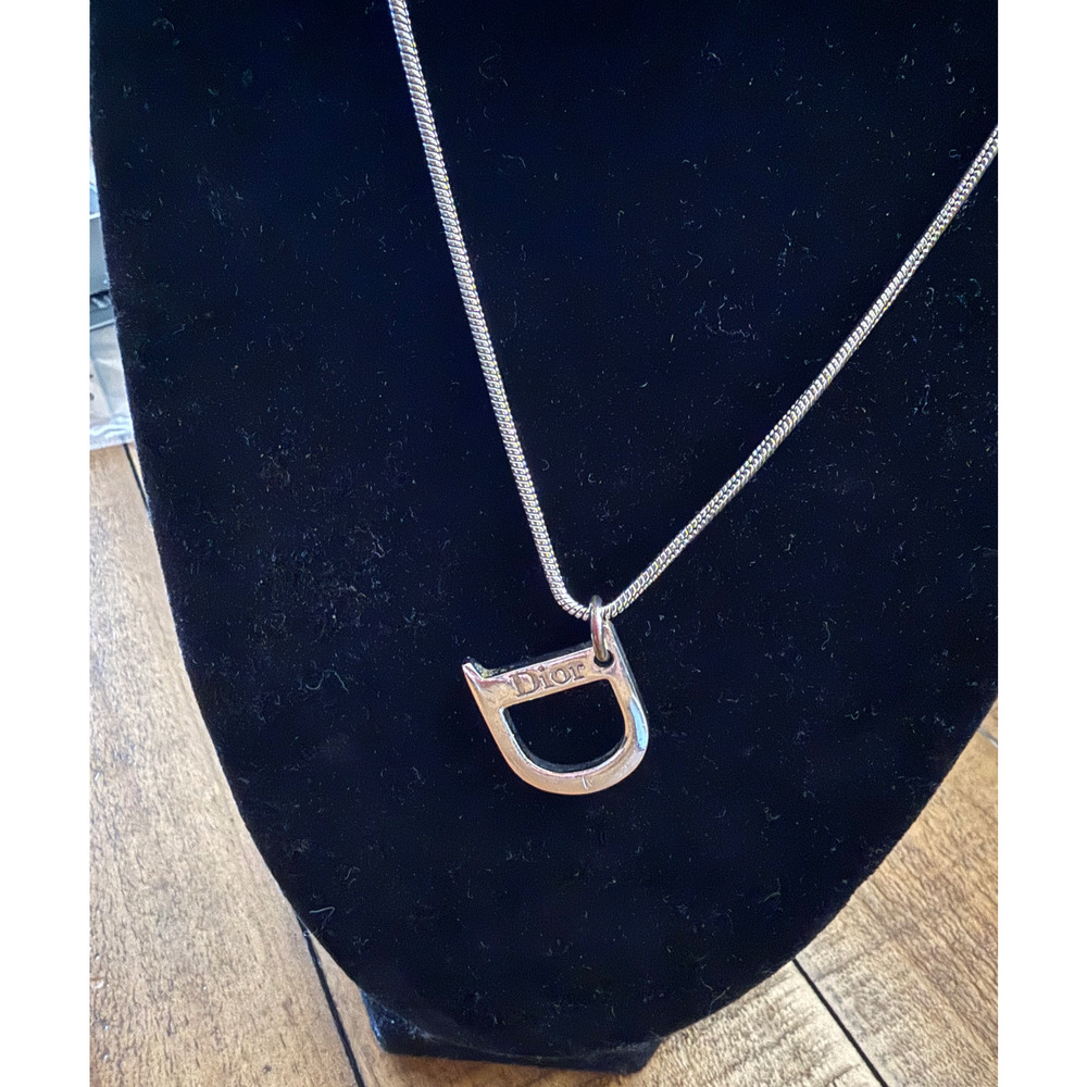 Christian Dior D Logo Necklace 19 Inch Silver Initial Pendant Chain Box Gift - Picture 4 of 11